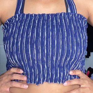 Blue cropped Stripped tank top